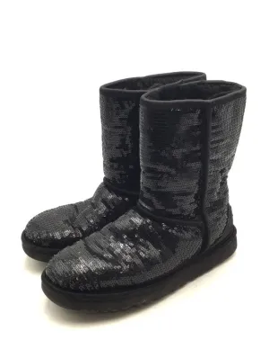 Ugg Women's Australia Classic Zodiac Black Sequin Sparkle Snow Boots - Size 9