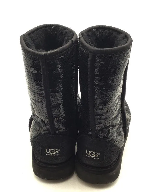 Ugg Women's Australia Classic Zodiac Black Sequin Sparkle Snow Boots - Size 9