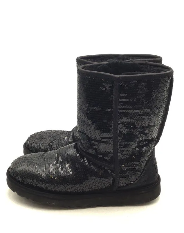 Ugg Women's Australia Classic Zodiac Black Sequin Sparkle Snow Boots - Size 9