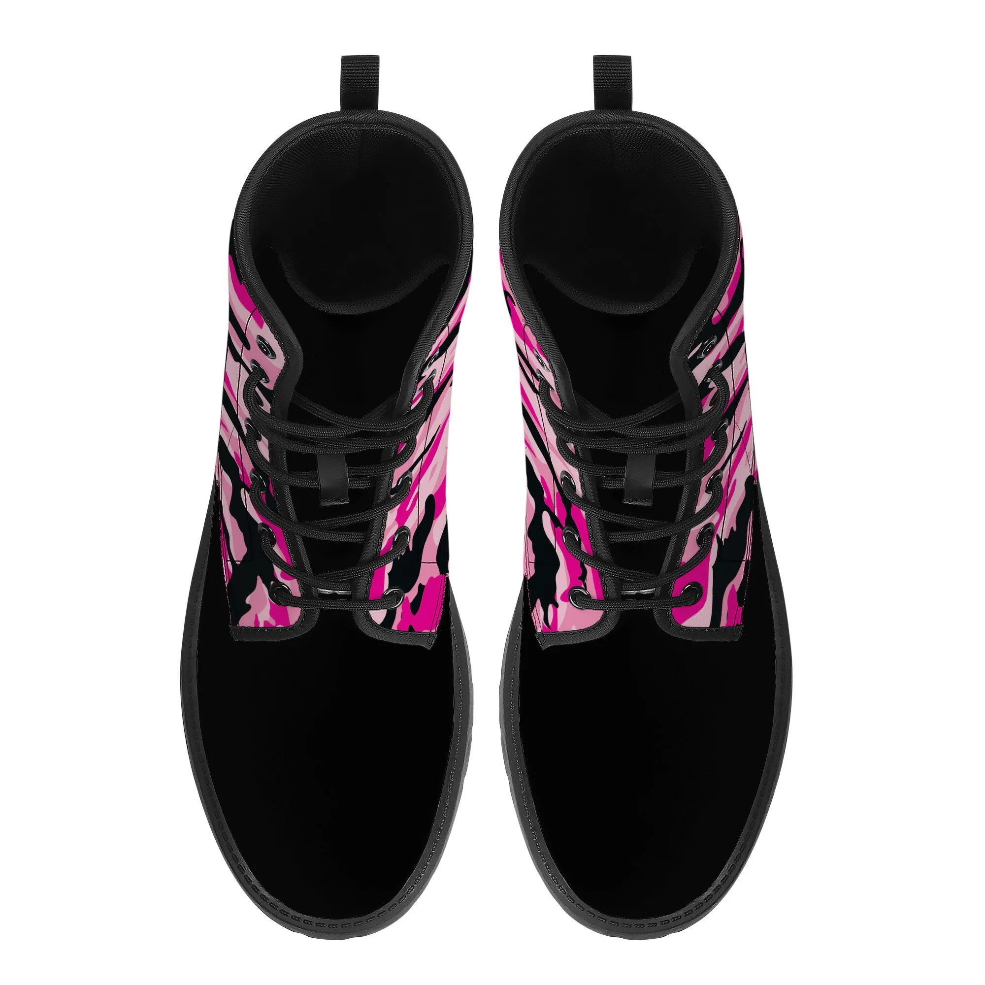 Unisex - Synthetic Leather Boots - Pink Camoflauge