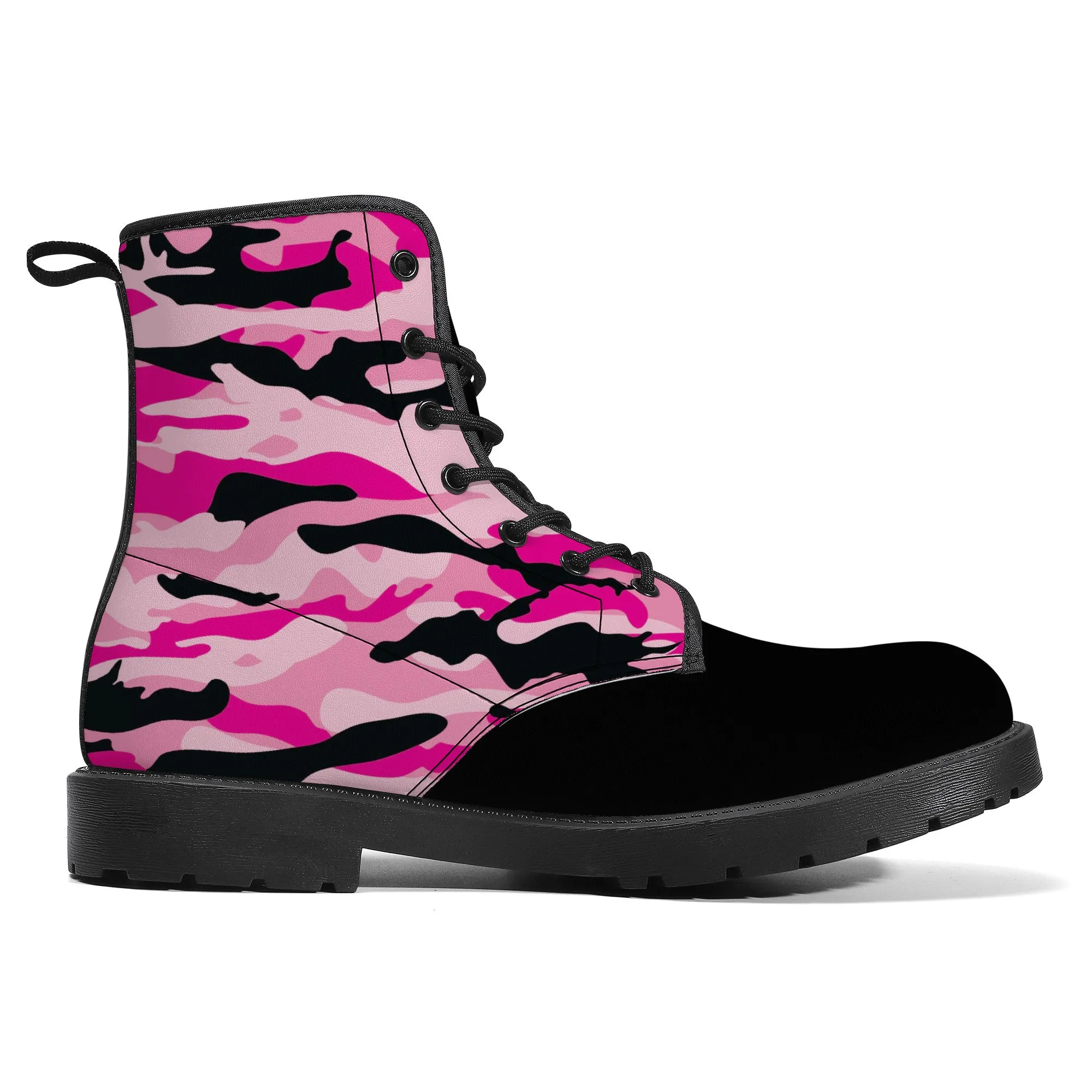 Unisex - Synthetic Leather Boots - Pink Camoflauge