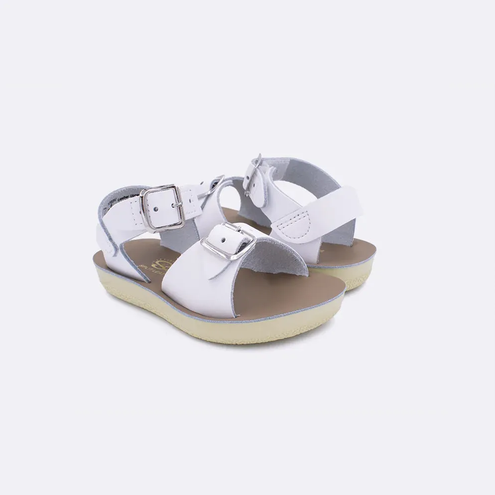 White Hook & Loop Surfer Salt Water Sandals - Select Size