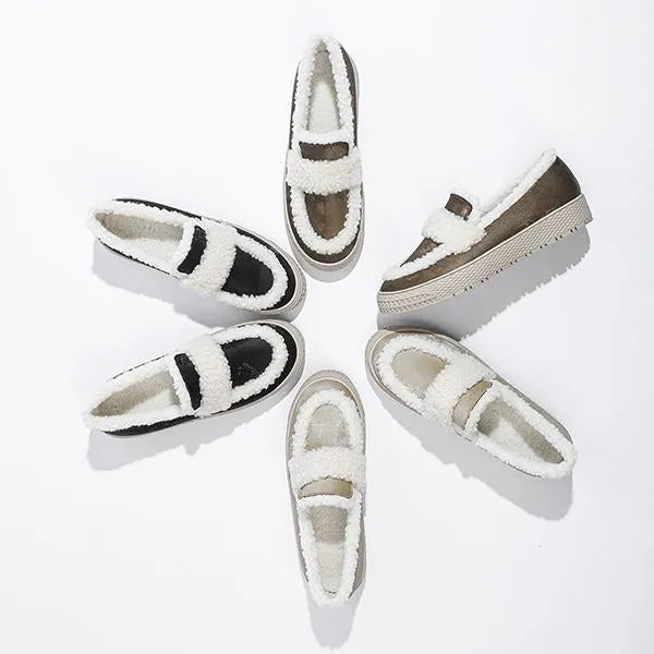 Women's Fashionable Plush Slip-On Flats 46848648S