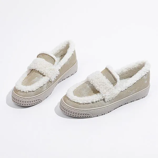 Women's Fashionable Plush Slip-On Flats 46848648S