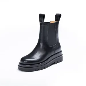 Women's Platform Chelsea Boots Elastic Black Chunky Boots