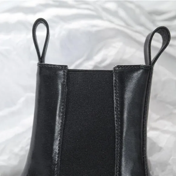 Women's Platform Chelsea Boots Elastic Black Chunky Boots